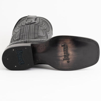 Ferrini Men's Dakota Belly Caiman Western Boots - Square Toe Handcrafted Black 5   - from alligatorwarehouse.com