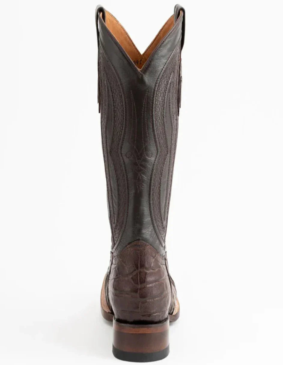 Ferrini Men's Dakota Belly Caiman Western Boots - Square Toe Handcrafted Chocolate 3 12493-09-080-D  - from alligatorwarehouse.com