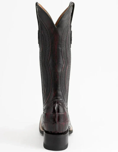 Ferrini Men's Dakota Hornback Caiman Boots - Square Toe Handcrafted Black Cherry 3 10493-08-090-D  - from alligatorwarehouse.com