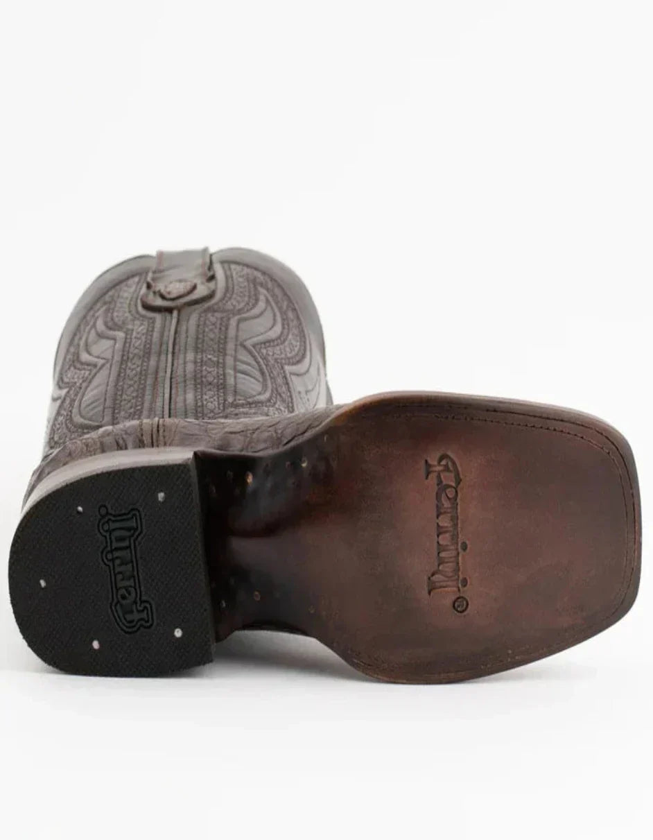 Ferrini Men's Dakota Hornback Caiman Boots - Square Toe Handcrafted Brown 5 10493-09-080-D  - from alligatorwarehouse.com
