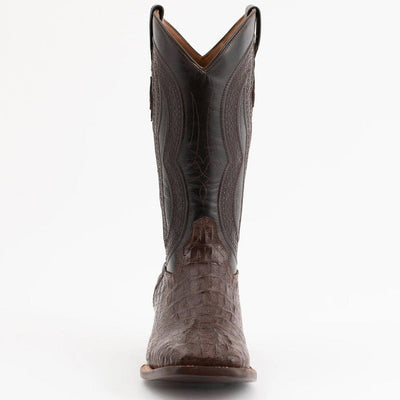 Ferrini Men's Dakota Hornback Caiman Boots - Square Toe Handcrafted Brown 2   - from alligatorwarehouse.com