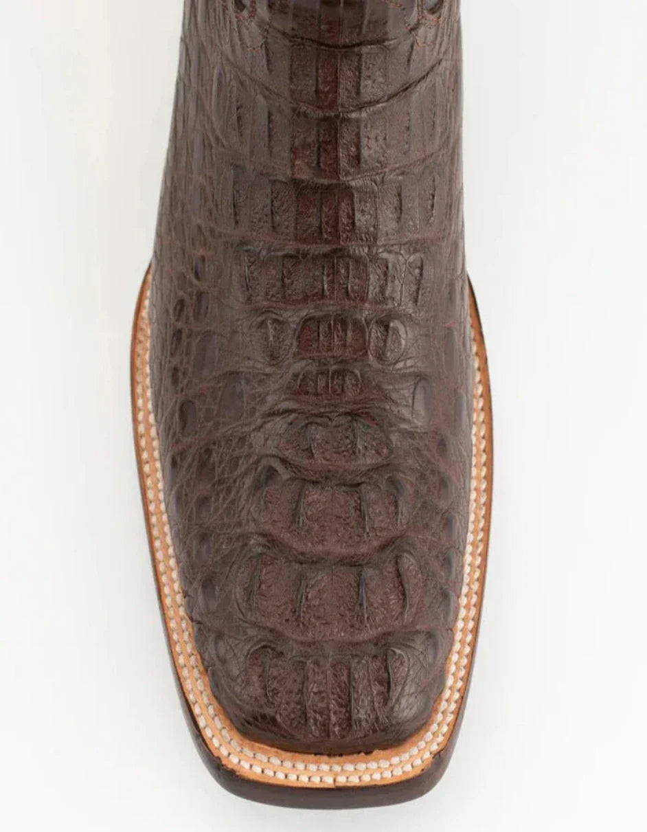 Ferrini Men's Dakota Hornback Caiman Boots - Square Toe Handcrafted Brown 3 10493-09-080-D  - from alligatorwarehouse.com