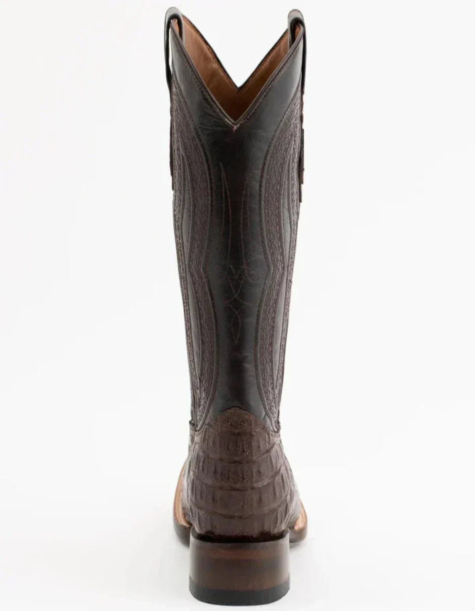 Ferrini Men's Dakota Hornback Caiman Boots - Square Toe Handcrafted Brown 2 10493-09-080-D  - from alligatorwarehouse.com