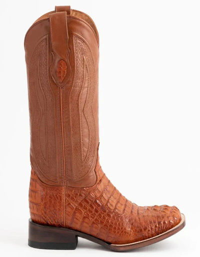Ferrini Men's Dakota Hornback Caiman Boots - Square Toe Handcrafted Cognac 1 10493-02-080-D  - from alligatorwarehouse.com