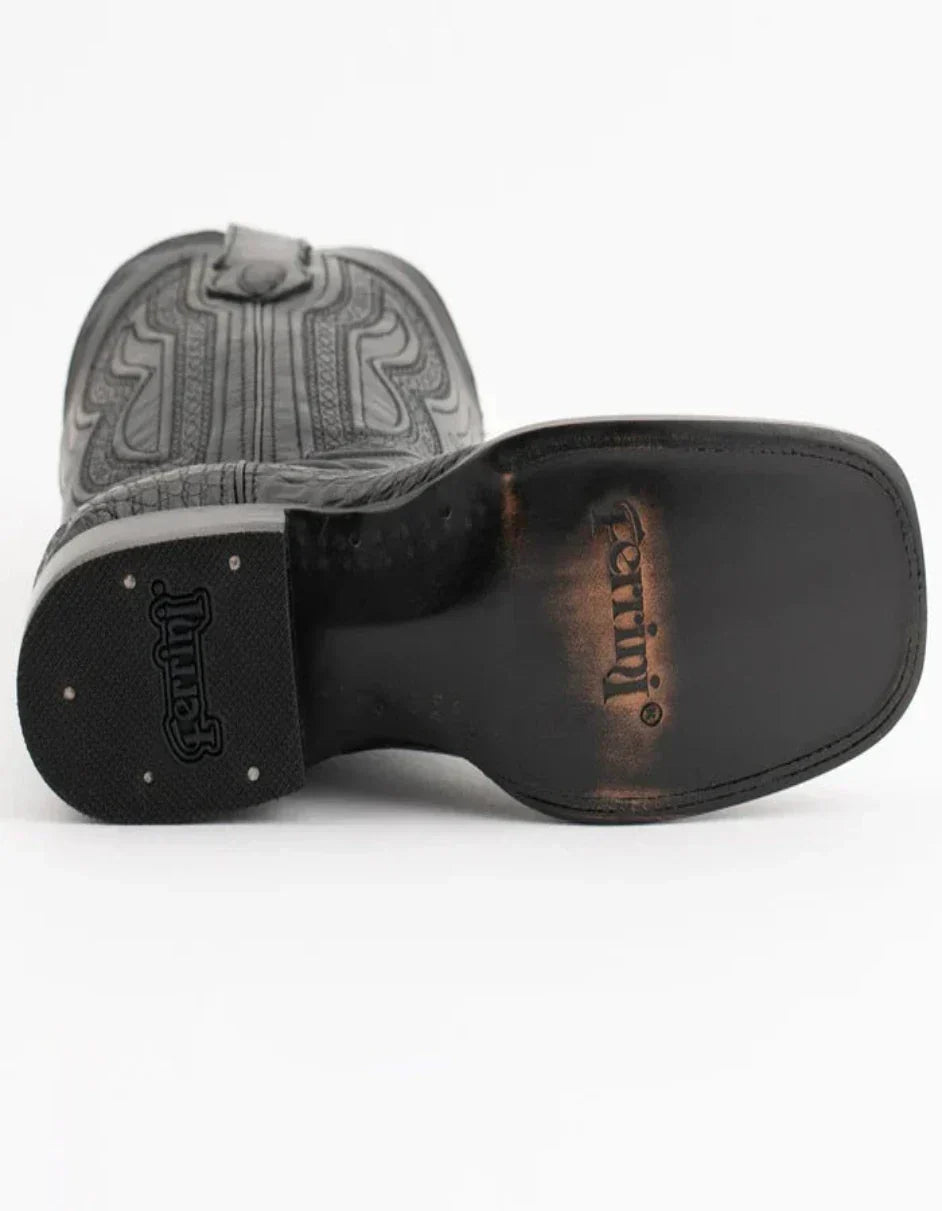Ferrini Men's Dakota Hornback Caiman Western Boots - Square Toe Handcrafted Black 6 10493-04-080-D  - from alligatorwarehouse.com