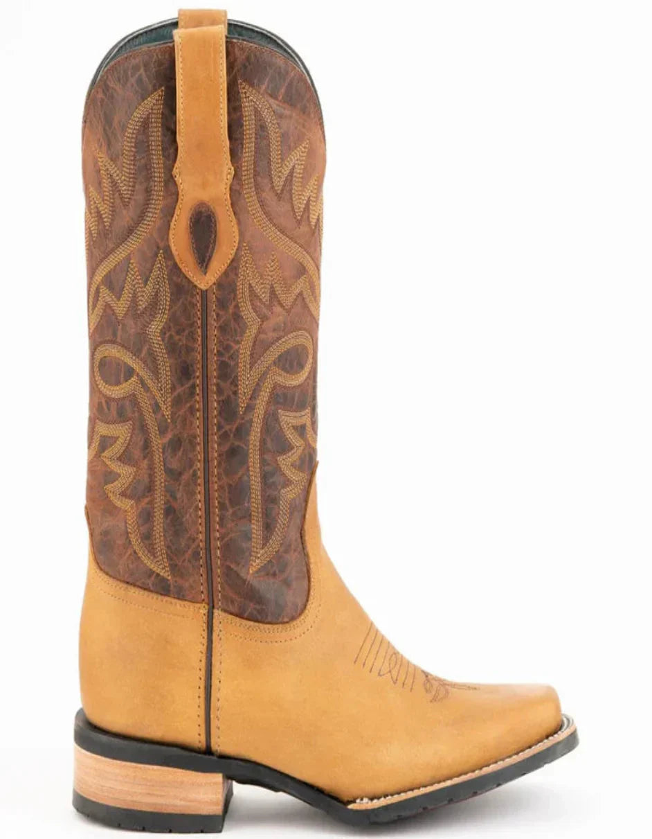Ferrini Men's Kingston Rubber Sole Square Toe Boots Handcrafted - Tan 5 13171-16-080-D  - from alligatorwarehouse.com