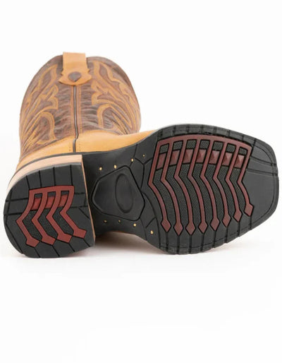 Ferrini Men's Kingston Rubber Sole Square Toe Boots Handcrafted - Tan 6 13171-16-080-D  - from alligatorwarehouse.com