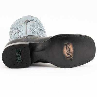 Ferrini Men's Pinto Patch Ostrich Square Toe Boots Handcrafted - Black 5   - from alligatorwarehouse.com