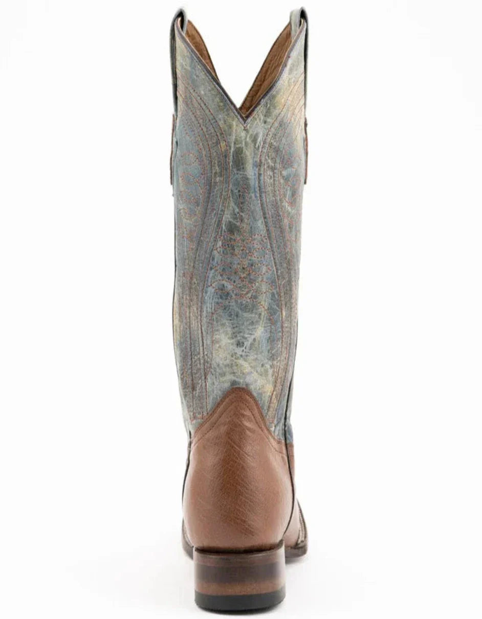 Ferrini Men's Morgan Smooth Ostrich Square Toe Boots Handcrafted - Kango Brown 1029307 3 10293-07-080-D  - from alligatorwarehouse.com