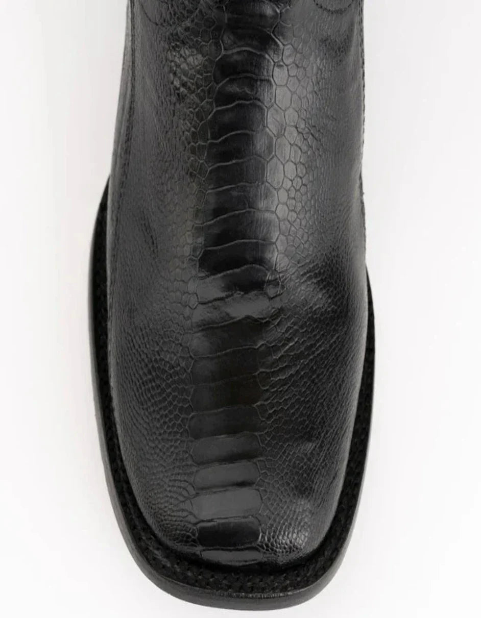 Ferrini Men's Nash Ostrich Leg Boots Handcrafted - Black 2 11493-04-080-D  - from alligatorwarehouse.com