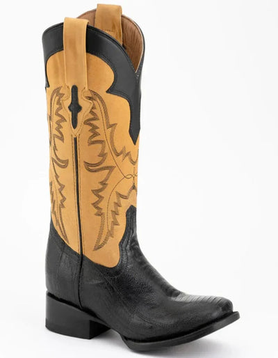 Ferrini Men's Nash Ostrich Leg Boots Handcrafted - Black 1 11493-04-080-D  - from alligatorwarehouse.com