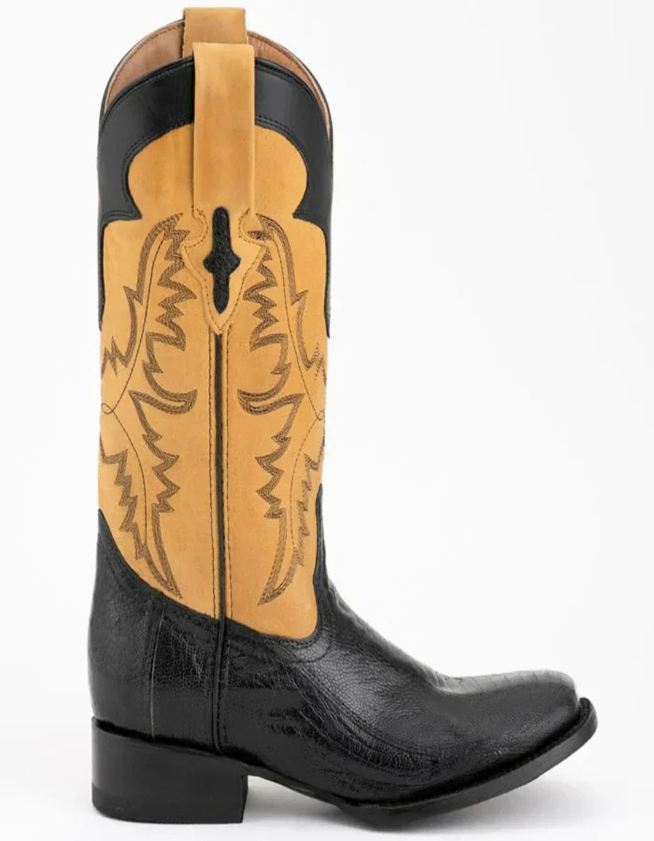 Ferrini Men's Nash Ostrich Leg Boots Handcrafted - Black 5 11493-04-080-D  - from alligatorwarehouse.com