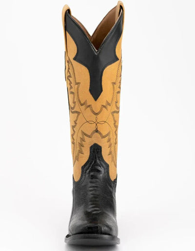 Ferrini Men's Nash Ostrich Leg Boots Handcrafted - Black 4 11493-04-080-D  - from alligatorwarehouse.com