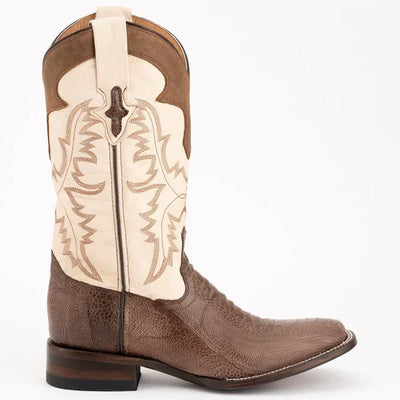 Ferrini Men's Nash Ostrich Leg Boots Handcrafted - Brown 5 11493-10-095-D  - from alligatorwarehouse.com