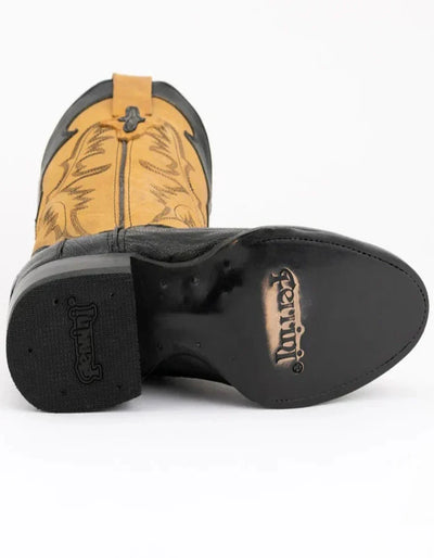 Ferrini Men's Nash Ostrich Leg Round Toe Boots Handcrafted - Black 6 11411-04-080-D  - from alligatorwarehouse.com