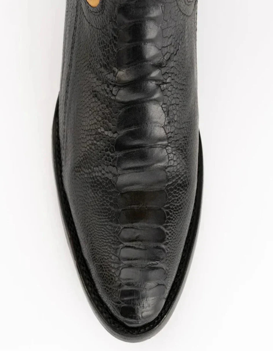 Ferrini Men's Nash Ostrich Leg Round Toe Boots Handcrafted - Black 2 11411-04-080-D  - from alligatorwarehouse.com