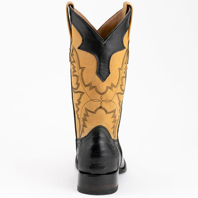 Ferrini Men's Nash Ostrich Leg Round Toe Boots Handcrafted - Black 3   - from alligatorwarehouse.com