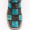 Ferrini Men's Patchwork Square Toe Boots Handcrafted - Black/Teal 1139350 2 11393-50-080-D  - from alligatorwarehouse.com