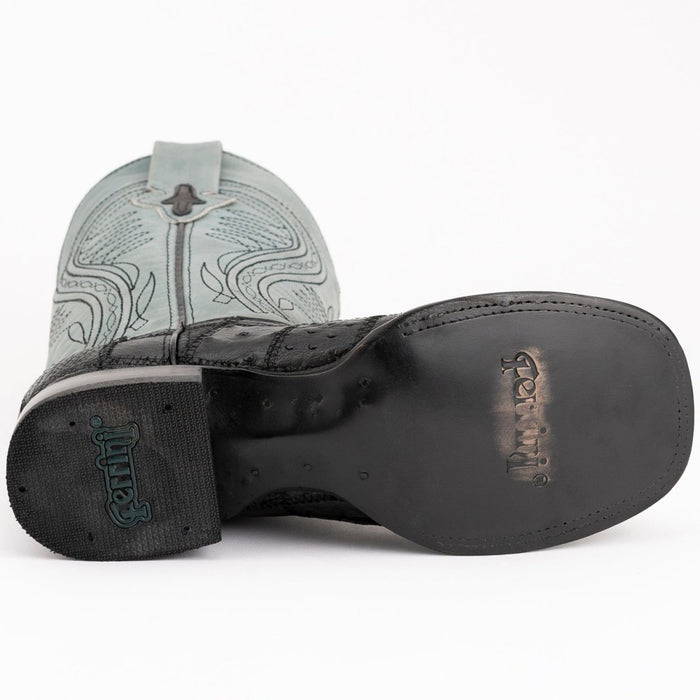 Ferrini Men's Pinto Patch Ostrich Square Toe Boots Handcrafted - Kango Brown