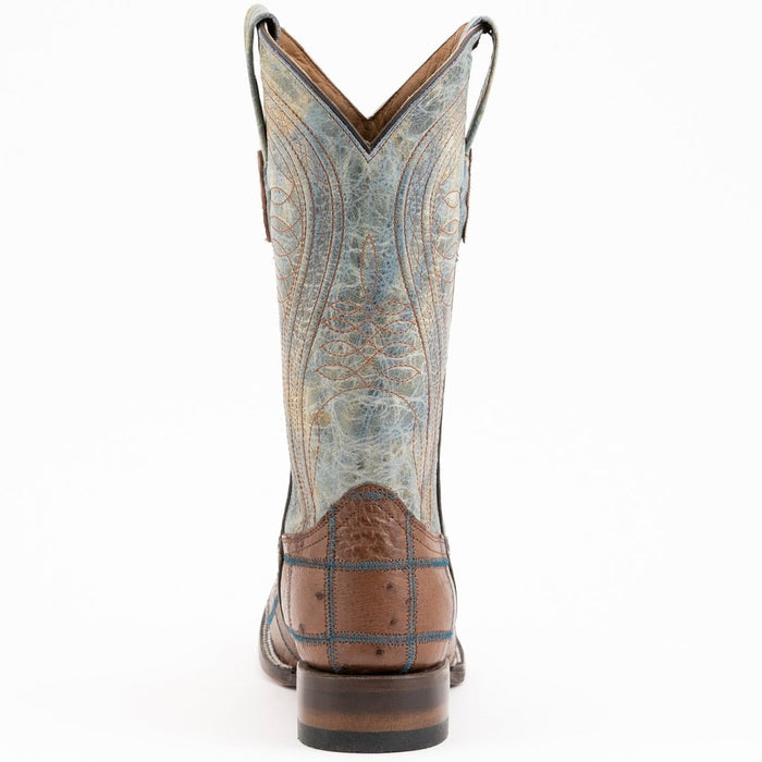 Ferrini Men's Morgan Smooth Ostrich Square Toe Boots Handcrafted - Black