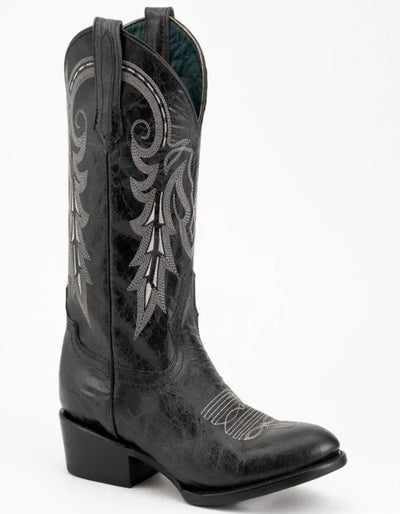 Ferrini Men's Remington Leather Round Toe Boots Handcrafted Black 1 12111-04-090-D  - from alligatorwarehouse.com