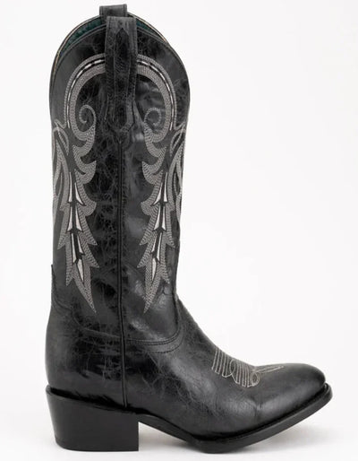Ferrini Men's Remington Leather Round Toe Boots Handcrafted Black 5 12111-04-090-D  - from alligatorwarehouse.com