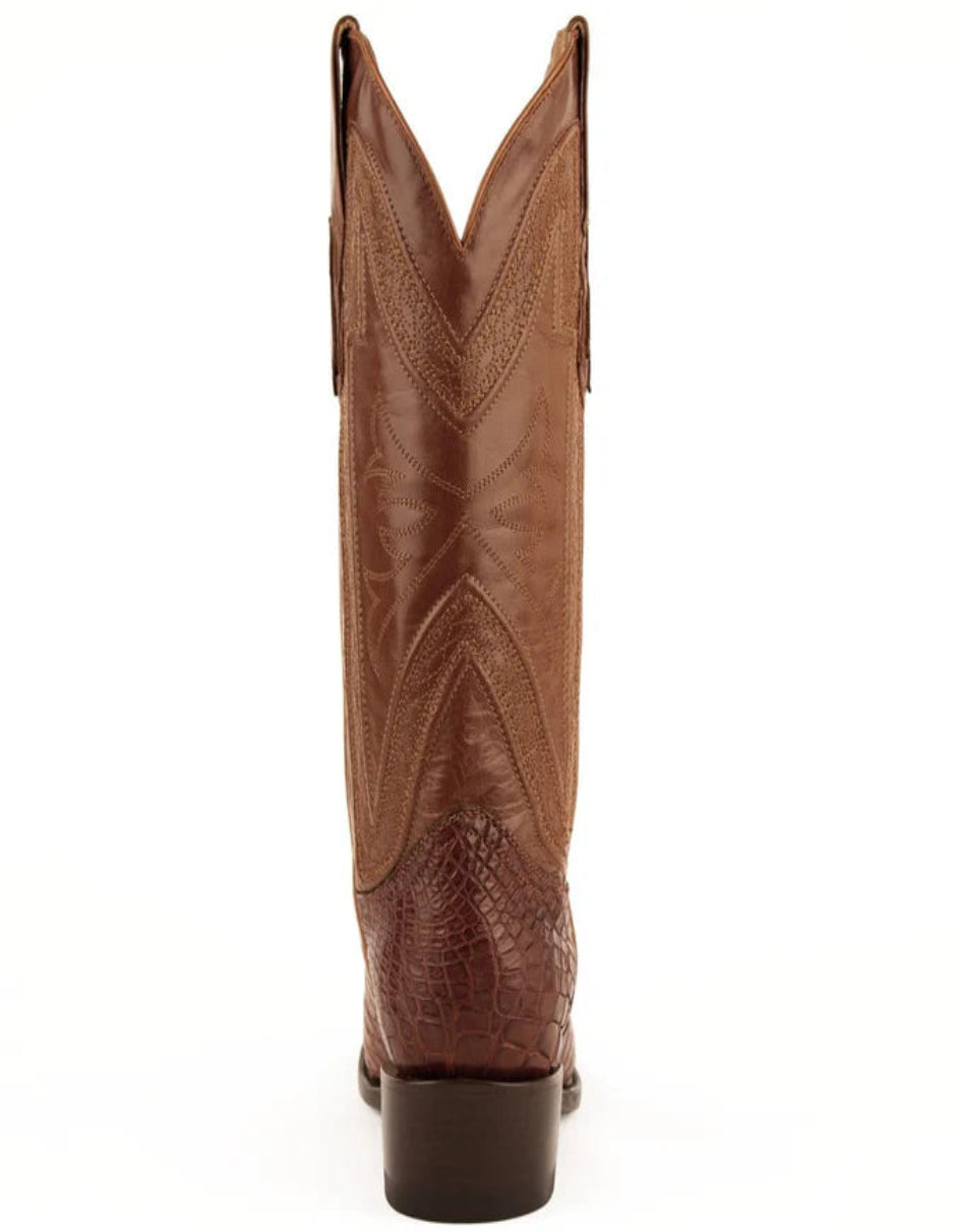 Ferrini Men's Stallion Alligator Belly Boots Narrow Square Toe Handcrafted Cognac