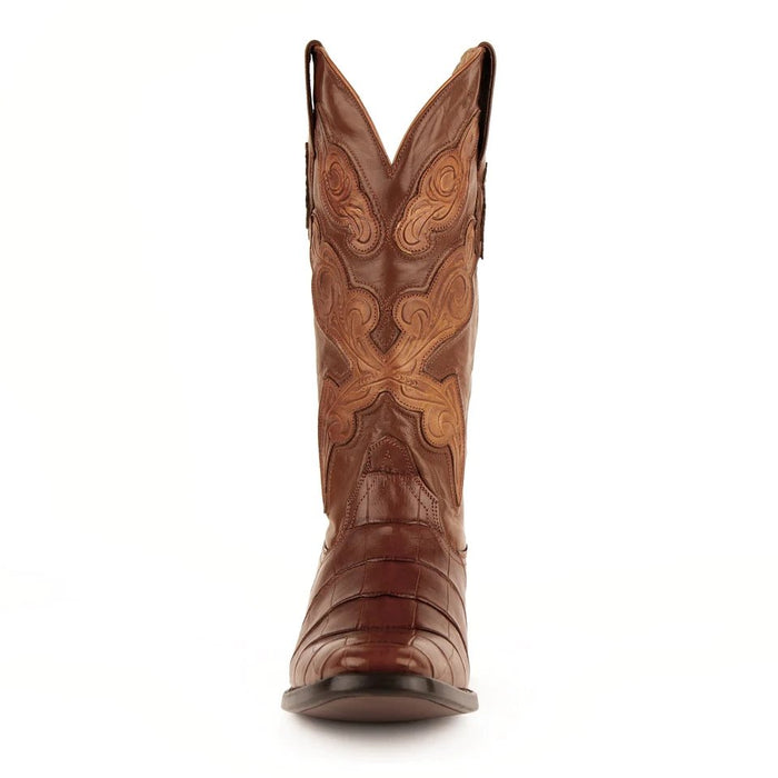 Ferrini Men's Stallion Alligator Belly Boots French Toe Handcrafted Cognac 6   - from alligatorwarehouse.com
