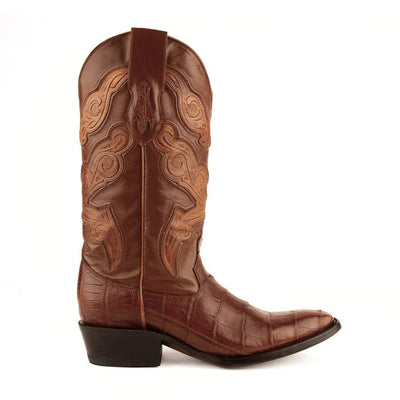 Ferrini Men's Stallion Alligator Belly Boots French Toe Handcrafted Cognac 5   - from alligatorwarehouse.com