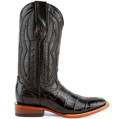 Ferrini Men's Stallion Alligator Belly Boots Square Toe Black 1   - from alligatorwarehouse.com