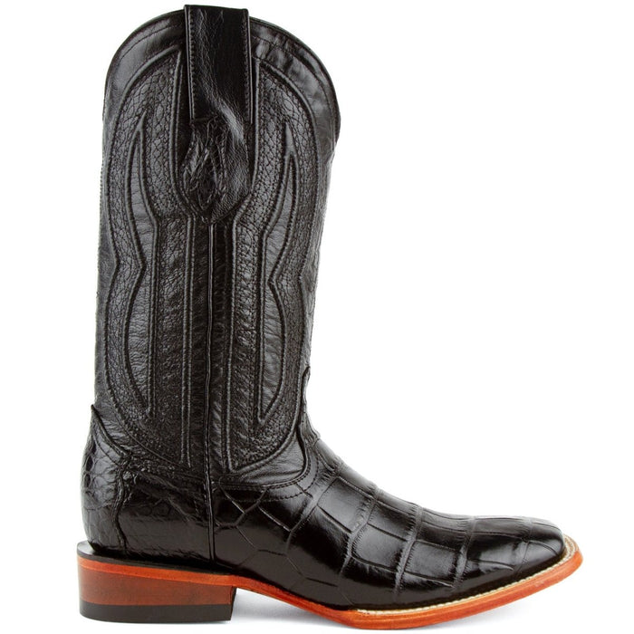 Ferrini Men's Stallion Alligator Belly Boots Narrow Square Toe Handcrafted Cognac 3   - from alligatorwarehouse.com