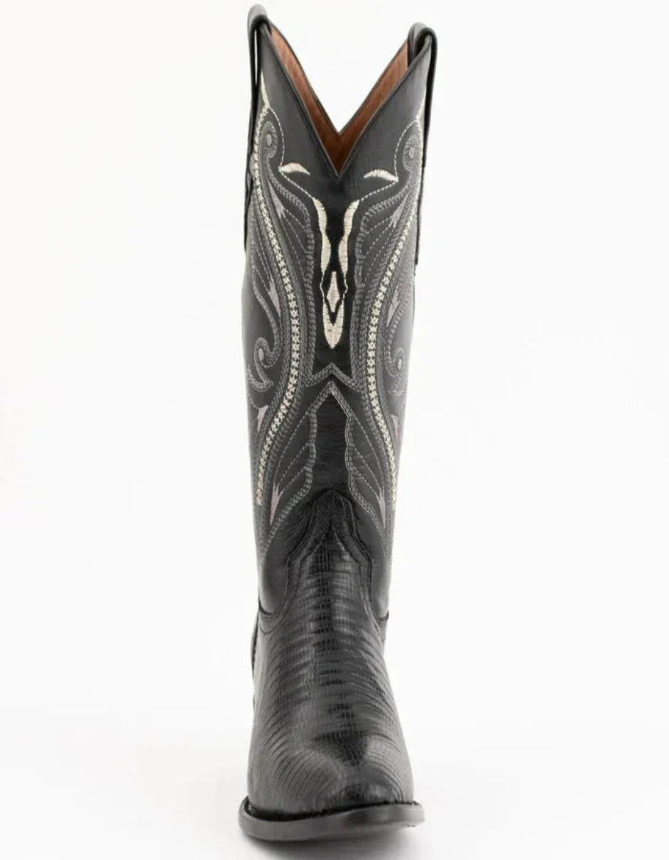 Ferrini Men's Taylor Lizard Round Toe Handcrafted - Black 1111104 5 11111-04-080-D  - from alligatorwarehouse.com