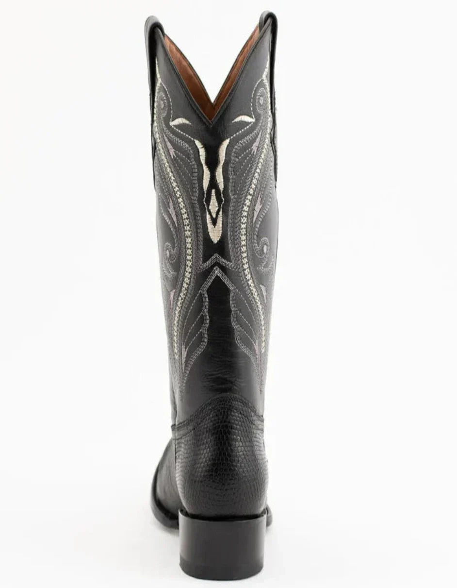 Ferrini Men's Taylor Lizard Round Toe Handcrafted - Black 1111104 4 11111-04-080-D  - from alligatorwarehouse.com