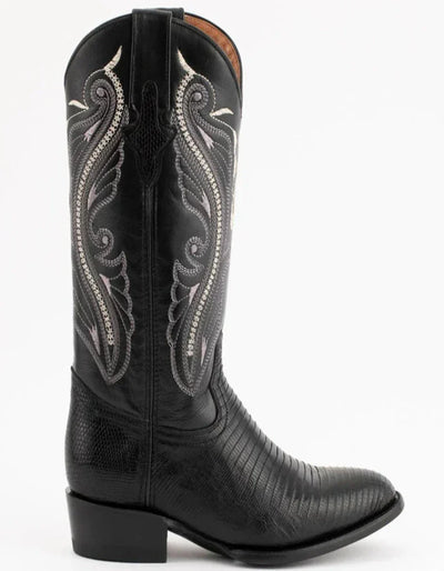 Ferrini Men's Taylor Lizard Round Toe Handcrafted - Black 1111104 3 11111-04-080-D  - from alligatorwarehouse.com