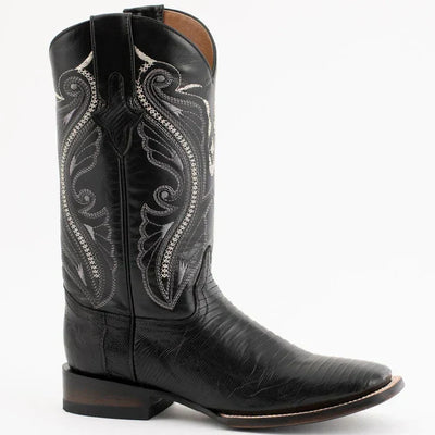 Ferrini Men's Taylor Lizard Square Toe Handcrafted - Black 1119304 1 11193-04-080-D  - from alligatorwarehouse.com