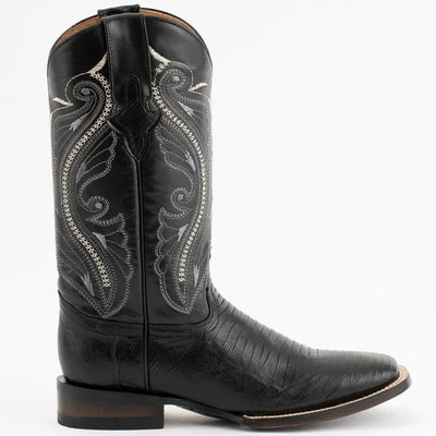 Ferrini Men's Taylor Lizard Square Toe Handcrafted - Black 1119304 5 11193-04-080-D  - from alligatorwarehouse.com