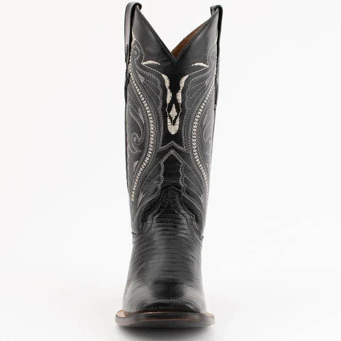 Ferrini Men's Taylor Lizard Square Toe Handcrafted - Black 1119304 4 11193-04-080-D  - from alligatorwarehouse.com