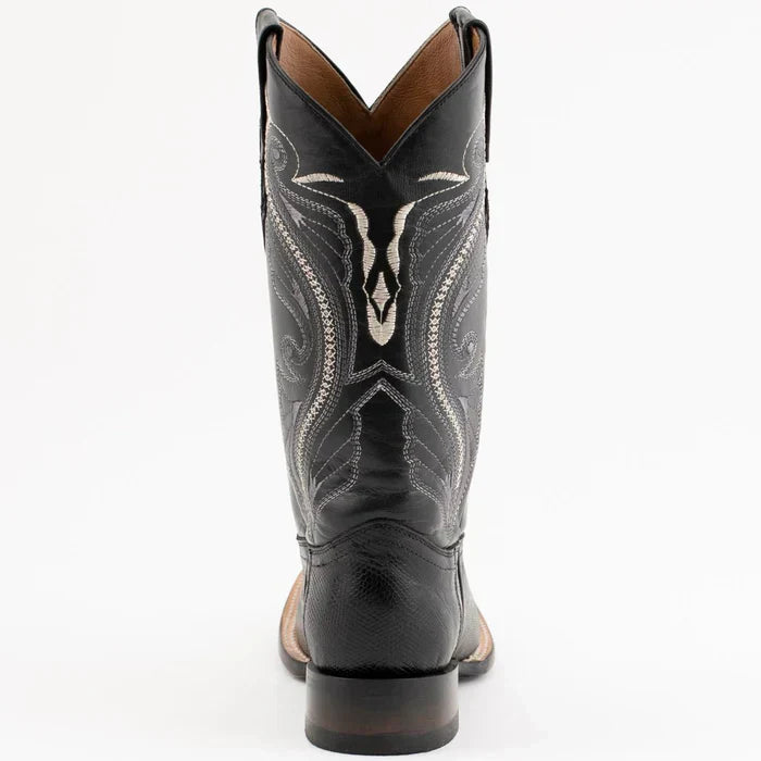 Ferrini Men's Taylor Lizard Square Toe Handcrafted - Black 1119304 3 11193-04-080-D  - from alligatorwarehouse.com