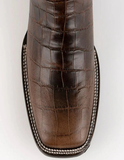 Ferrini Mustang Men's Print Alligator Boots Handcrafted Brown 4079310 2 40793-10-080-D  - from alligatorwarehouse.com