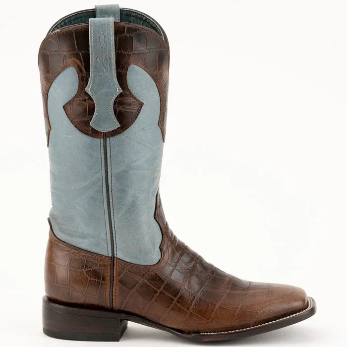 Ferrini Mustang Men's Print Alligator Boots Handcrafted Brown 2   - from alligatorwarehouse.com