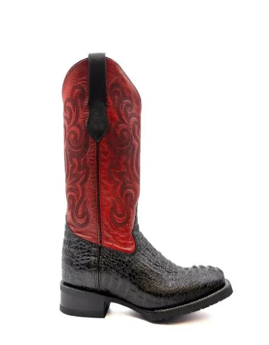 Ferrini Stampede Men's Print Crocodile Boots Handcrafted Black 5 40493-04-080-D  - from alligatorwarehouse.com