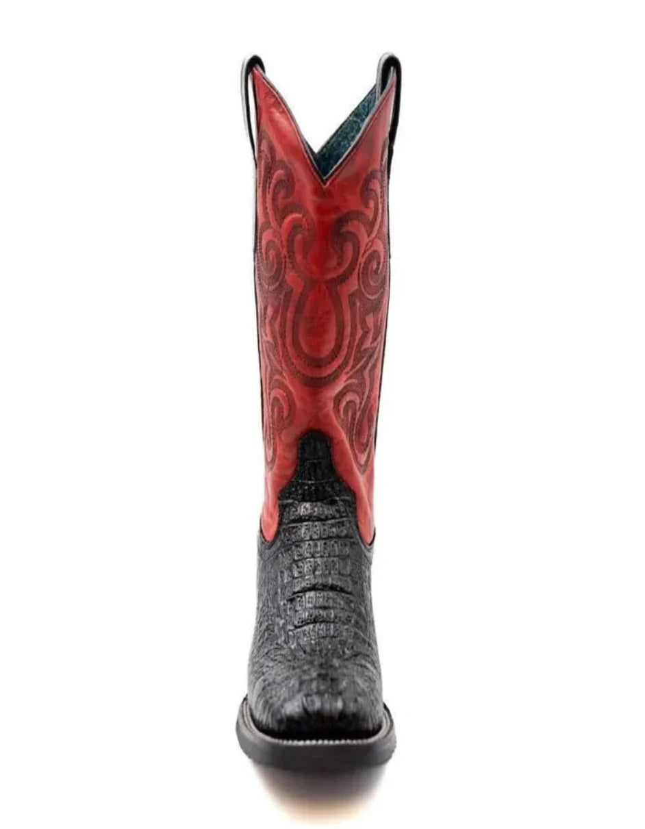 Ferrini Stampede Men's Print Crocodile Boots Handcrafted Black 4 40493-04-080-D  - from alligatorwarehouse.com