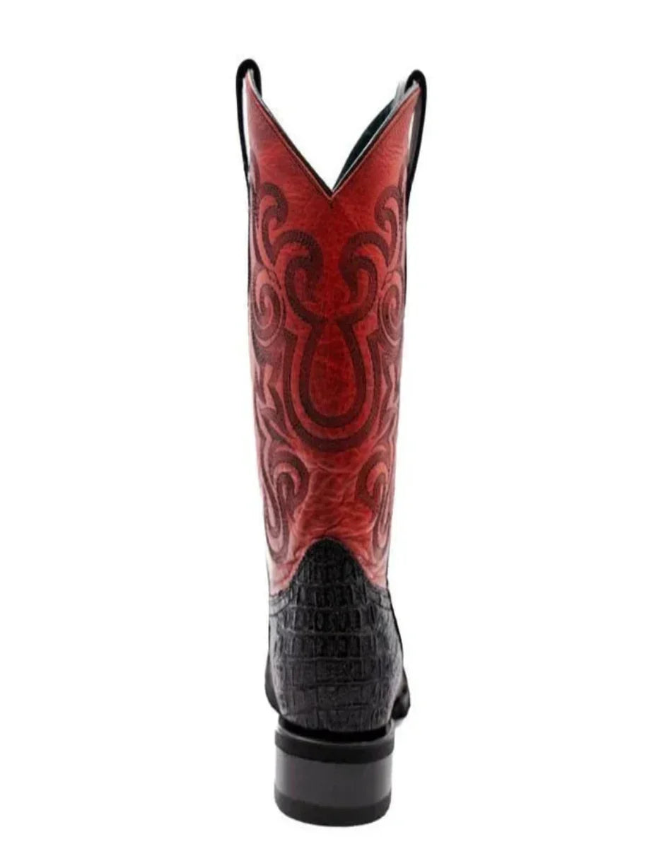 Ferrini Stampede Men's Print Crocodile Boots Handcrafted Black 3 40493-04-080-D  - from alligatorwarehouse.com