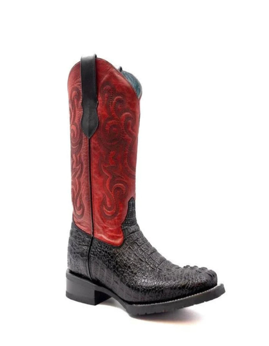 Ferrini Stampede Men's Print Crocodile Boots Handcrafted Black ...