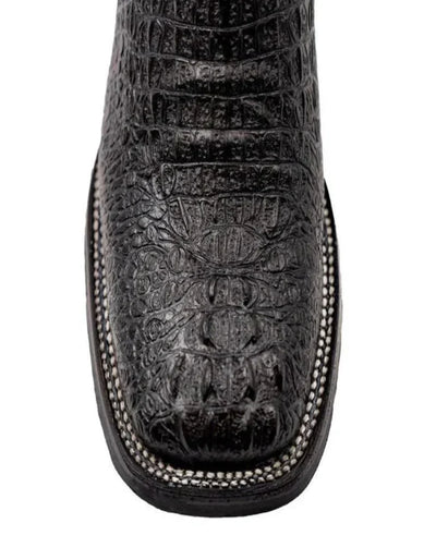Ferrini Stampede Men's Print Crocodile Boots Handcrafted Black 2 40493-04-080-D  - from alligatorwarehouse.com