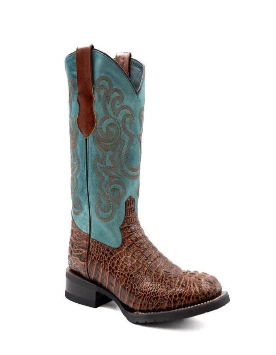 Ferrini Stampede Men's Print Crocodile Boots Handcrafted Sport Rust