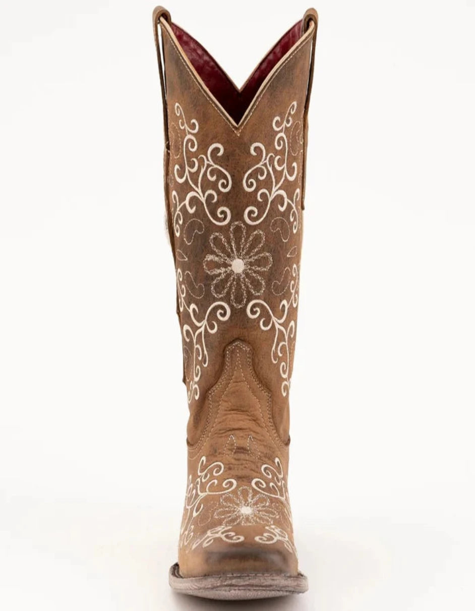 Ferrini Women's Bella Square Toe Boots Handcrafted - Brown