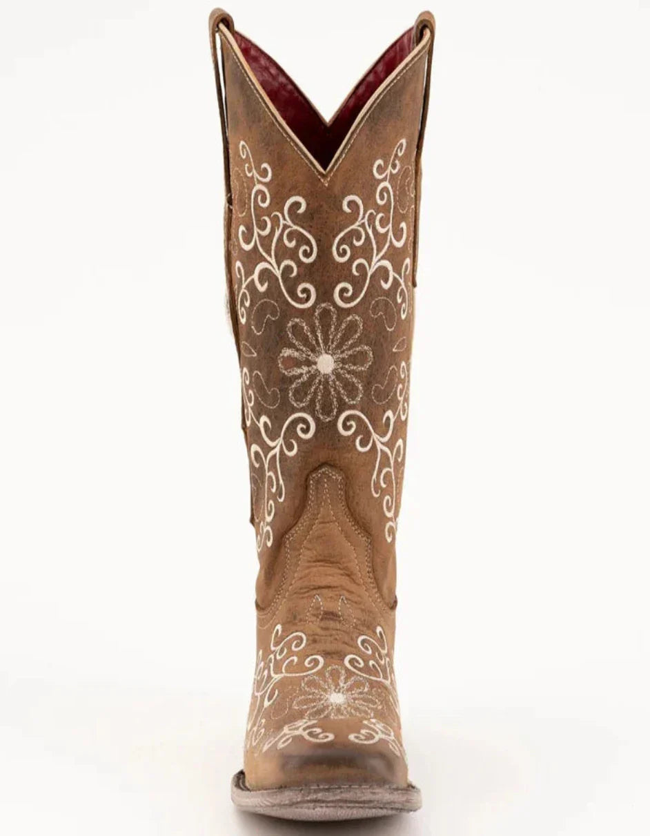 Ferrini Women's Bella Square Toe Boots Handcrafted - Brown 8229310 5 82293-10-060-B  - from alligatorwarehouse.com