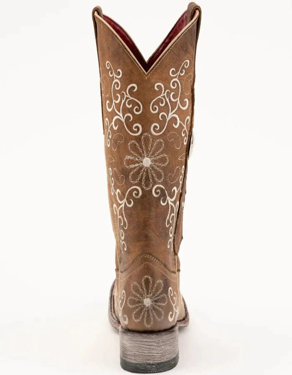 Ferrini Women's Bella Square Toe Boots Handcrafted - Brown 8229310 4 82293-10-060-B  - from alligatorwarehouse.com