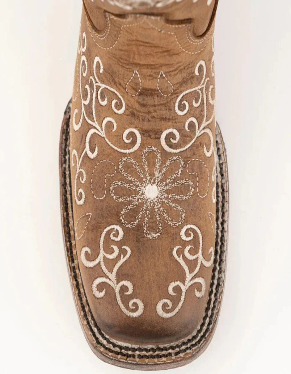 Ferrini Women's Bella Square Toe Boots Handcrafted - Brown 8229310 2 82293-10-060-B  - from alligatorwarehouse.com